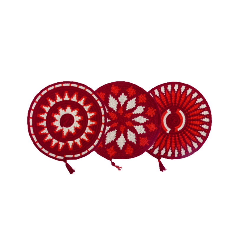 Red-orange-white wayuu holders