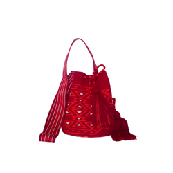 Red Wayuu Hand Bag- Pompon