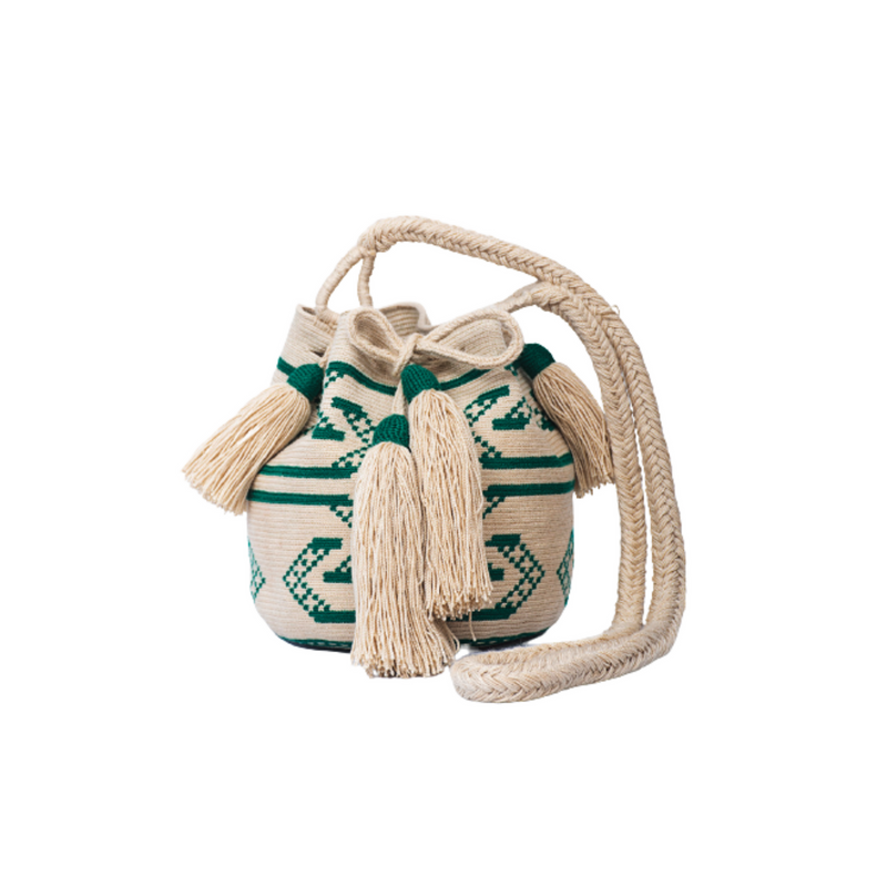 Mini Wayuu handbag Green/Beige