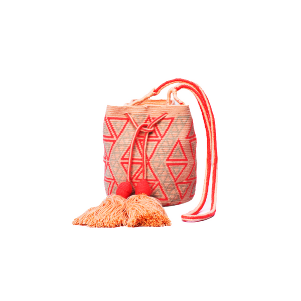 Coral/Beige Wayuu Mini Handbag