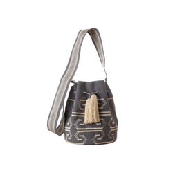 Gray Wayuu Backpack with long strap