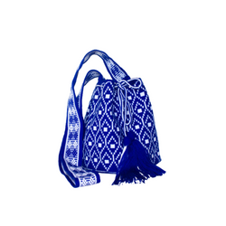 Bolso de Mano Wayuu azul/ Blanco