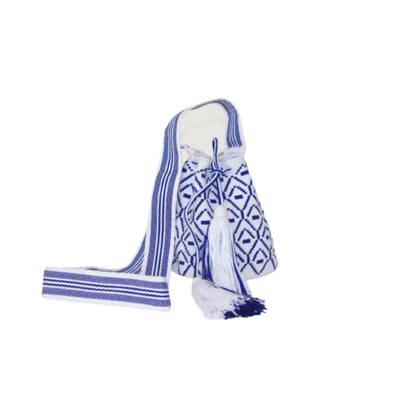 White-blue Wayuu handbag