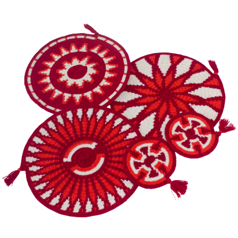 Individuales Wayuu Rojo- Naranja- Blanco